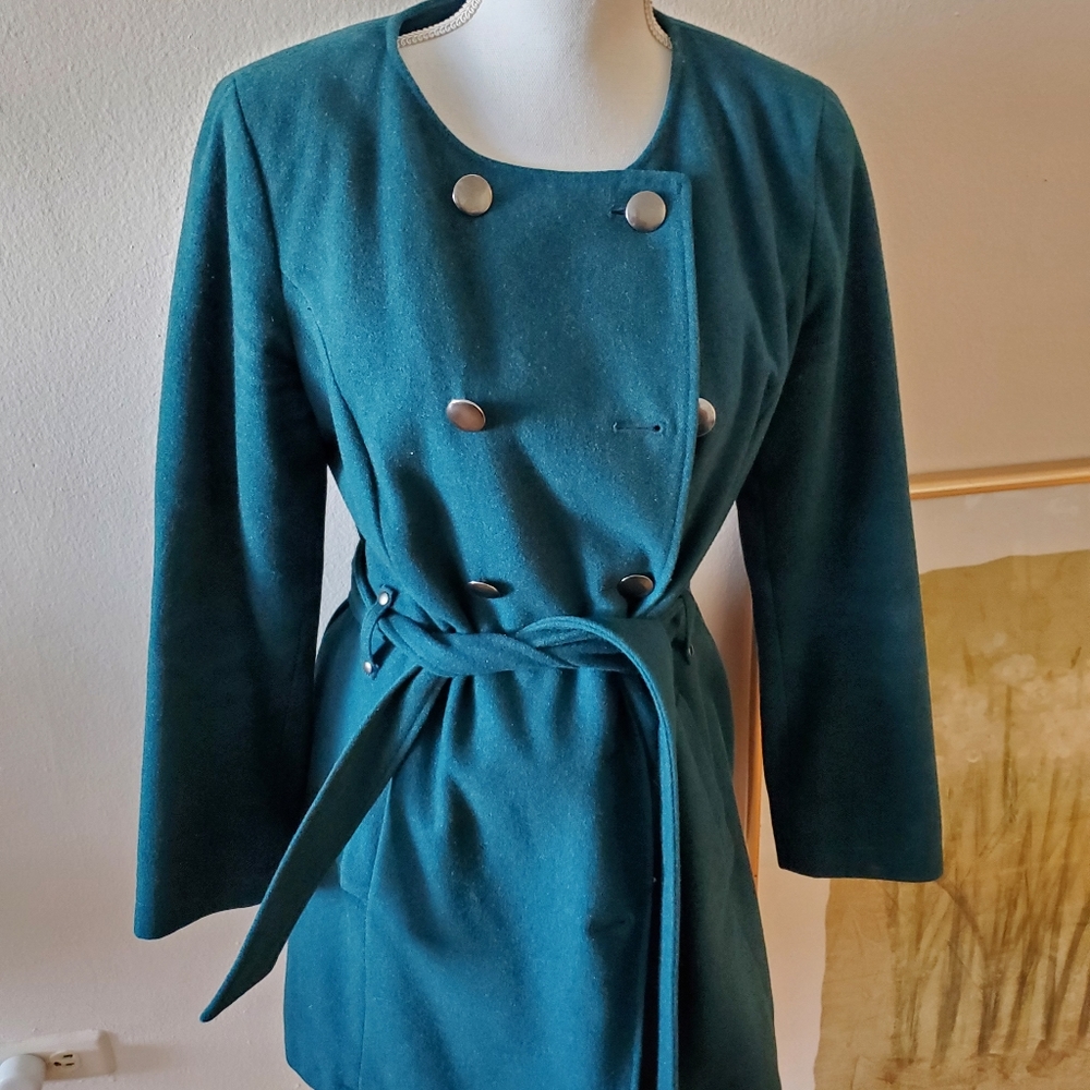 Teal Blue Fall Autumn Wool Coat